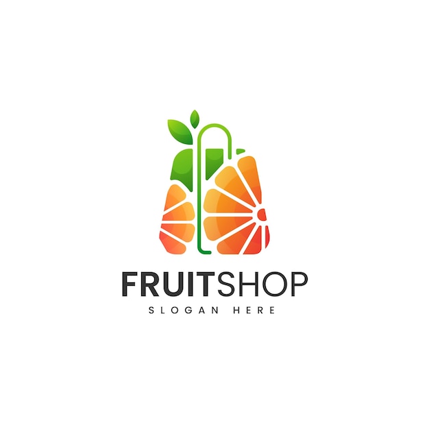 Illustrazione del logo vettoriale stile colorato sfumato del negozio di frutta