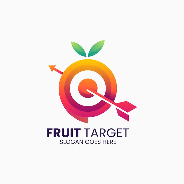 Vector Logo Illustration Fruit Target Gradient Colorful Style