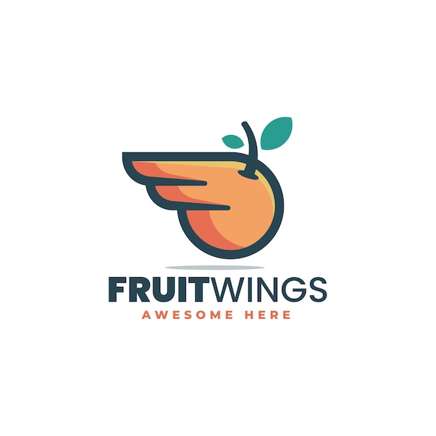 Vector Logo Illustration Fruit Wings Simple Mascot Style