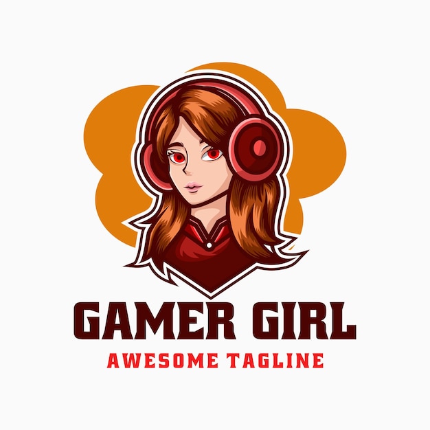 Vector logo illustration gamer girl e sport and sport style