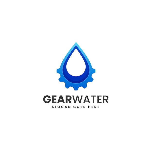 Vector Logo Illustration Gear Water Gradient Colorful Style