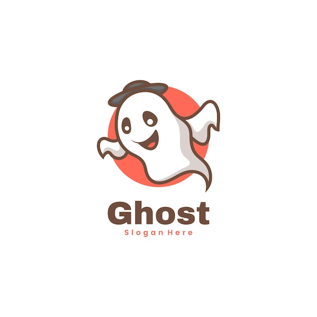 Vector Logo Illustration Ghost Mascot Cartoon Style
