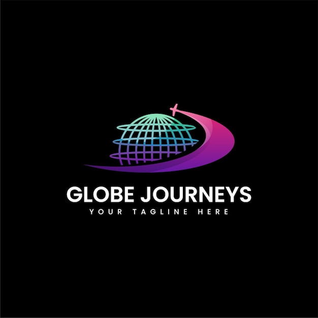 Vector Logo Illustration Globe Journeys Gradient Colorful Style