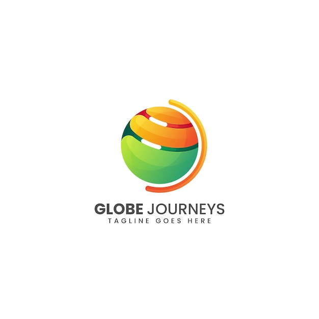 Vector Logo Illustration Globe Journeys Gradient Colorful Style