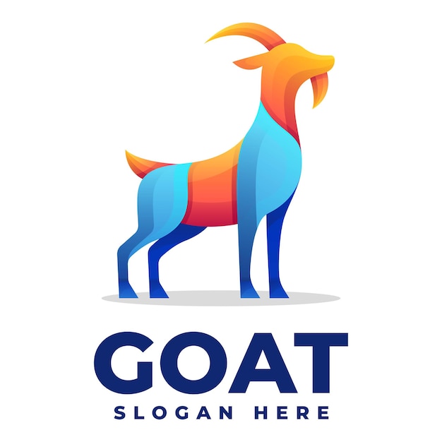 Vector Logo Illustration Goat Gradient Colorful Style