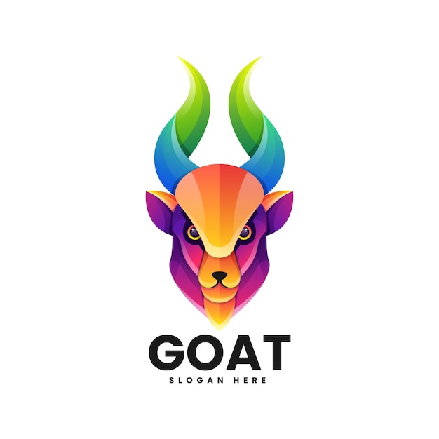 Vector logo illustrazione capra gradiente stile colorato