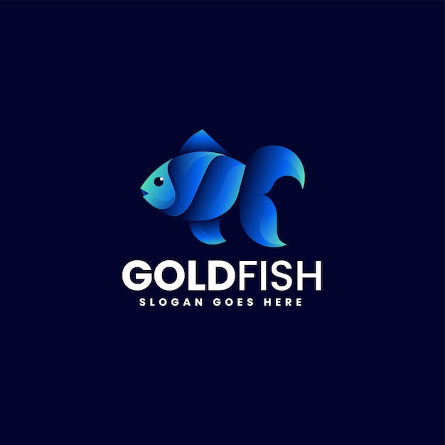 Illustrazione di logo di vettore stile variopinto di gradiente del pesce rosso