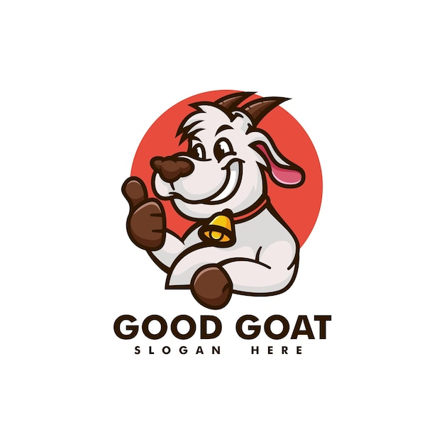 Vector Logo Illustration Good Goat Mascot Cartoon Logo