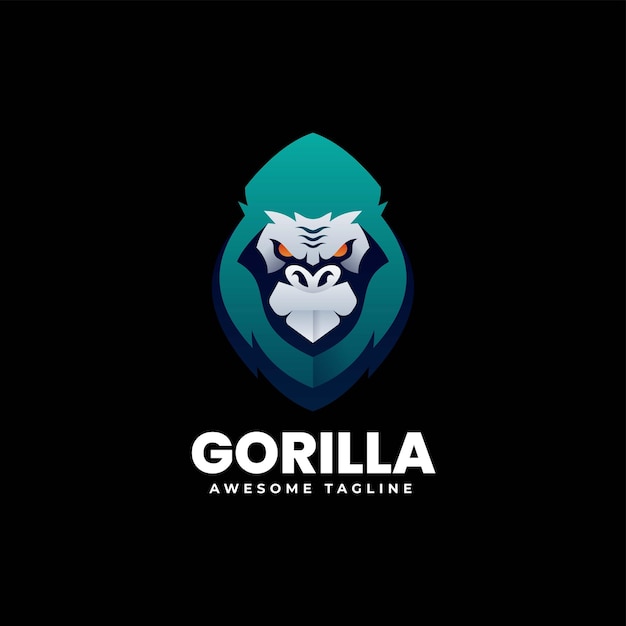 Vector Logo Illustration Gorilla Gradient Colorful Style