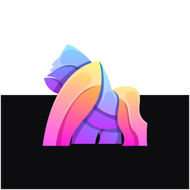 Vector logo illustration gorilla gradient colorful style