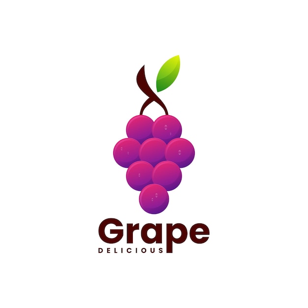 Vector Logo Illustration Grapes Gradient Colorful Style