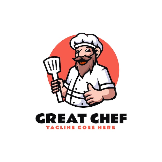 Векторная иллюстрация логотипа Великий шеф-повар Маскот мультфильмный стиль