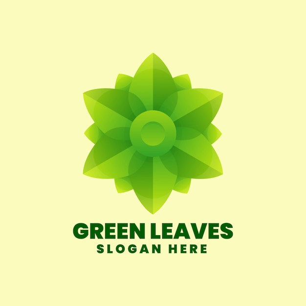 Vector Logo Illustration Green Leaf Gradient Colorful Style