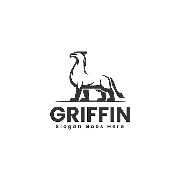 Vettore illustrazione vettoriale del logo stile di silhouette di griffin