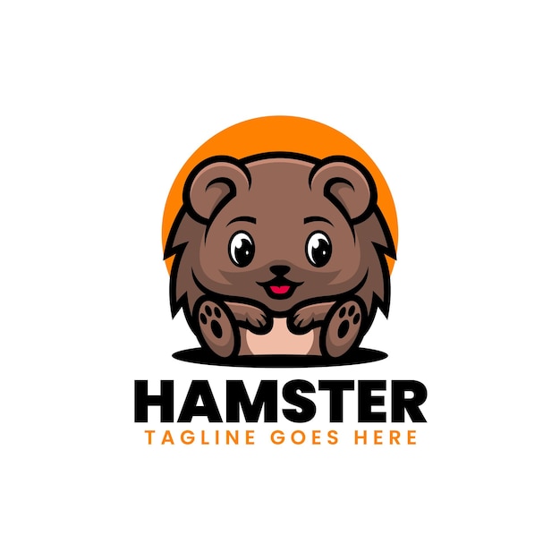 Vector Logo Illustration Hamster Mascot Cartoon Style