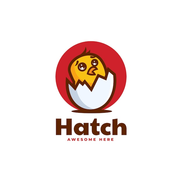 Vector Logo Illustration Hatch Chick Simple Mascot Style