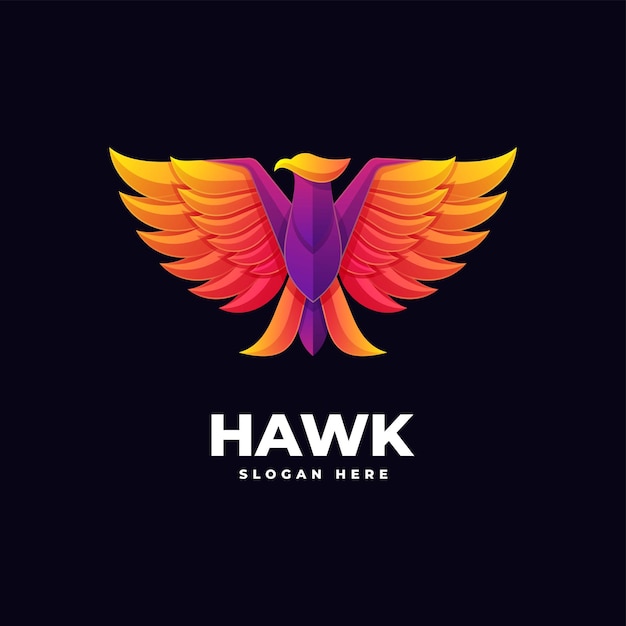 Vector Logo Illustration Hawk Gradient Colorful Style