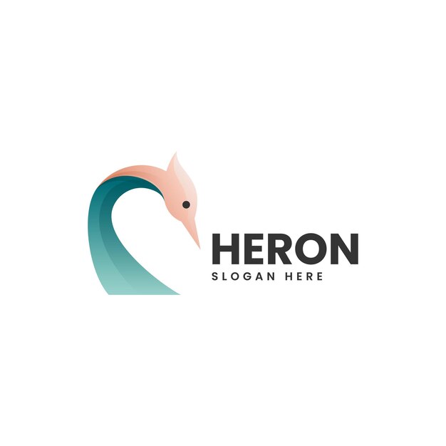 Vector Logo Illustration Heron Gradient Colorful Style