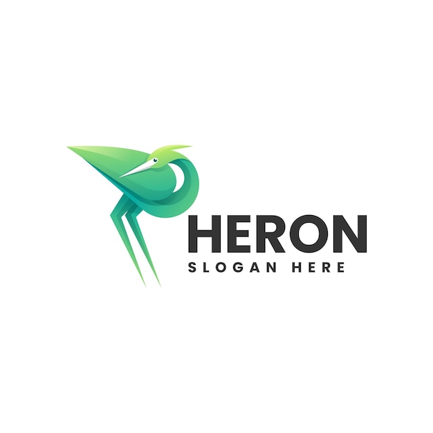 Vector Logo Illustration Heron Gradient Colorful Style