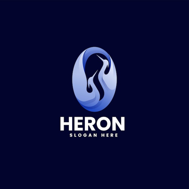 Vector Logo Illustration Heron Gradient Colorful Style