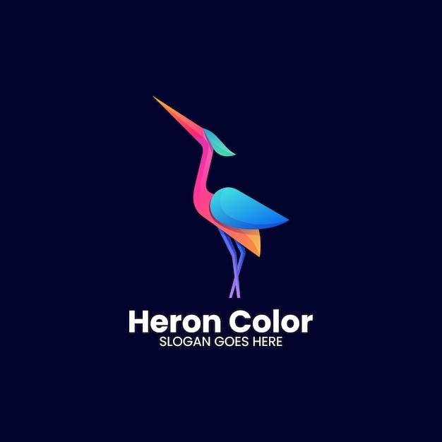 vector logo illustration heron gradient colorful style