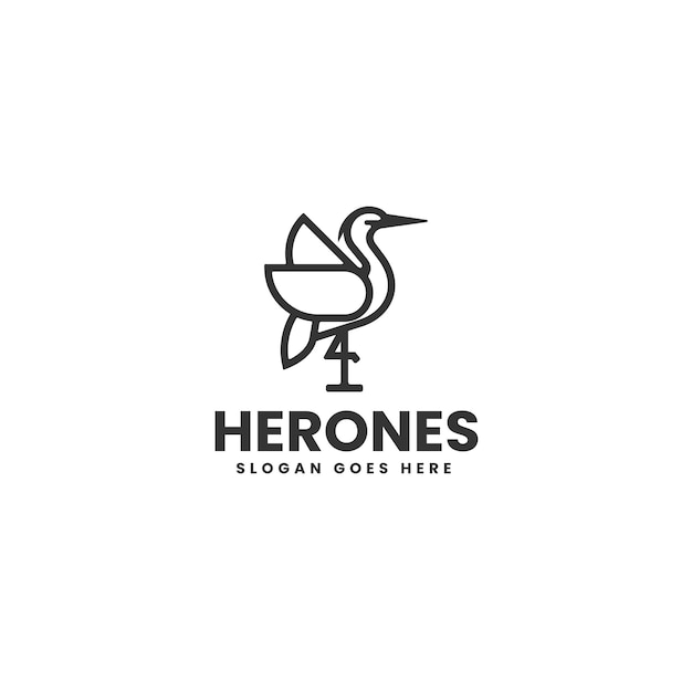 Векторная иллюстрация логотипа Heron Line Art Style