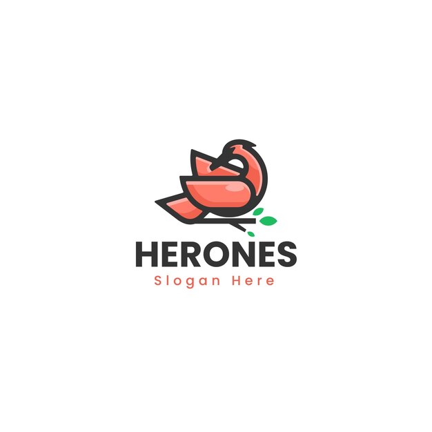 Vector logo illustration heron simple mascot style