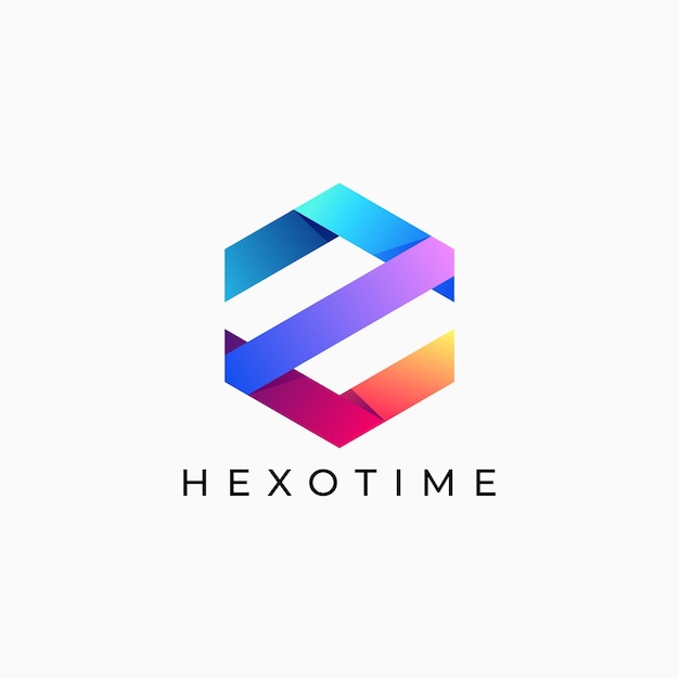 Vector Logo Illustration Hexagon Gradient Colorful Style