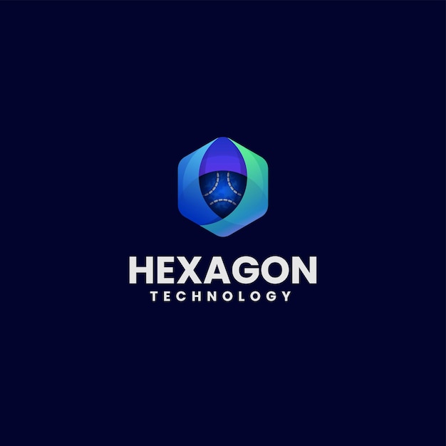 Vector Logo Illustration Hexagon Gradient Colorful Style