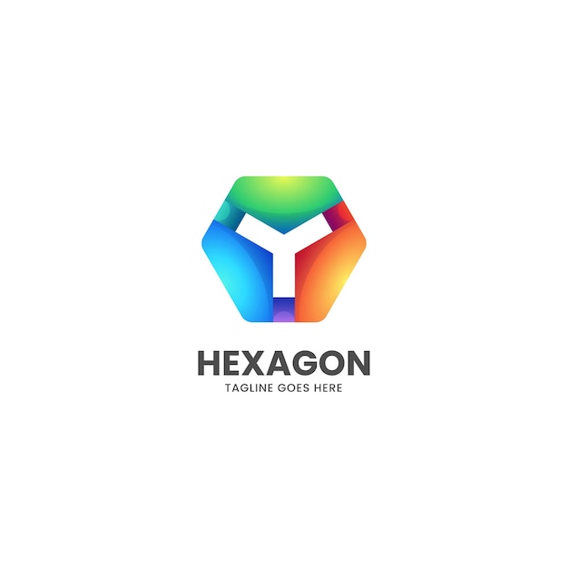 Vector Logo Illustration Hexagon Gradient Colorful Style