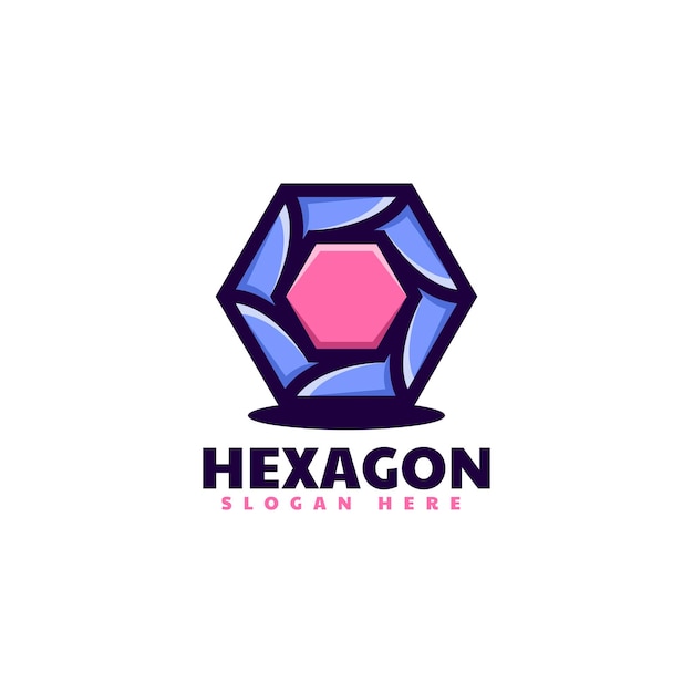 Vector logo illustration hexagon simple mascot style