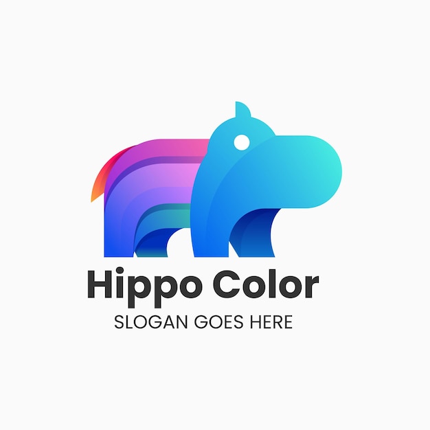 Vettore illustrazione del logo vettoriale stile colorato gradiente hippo
