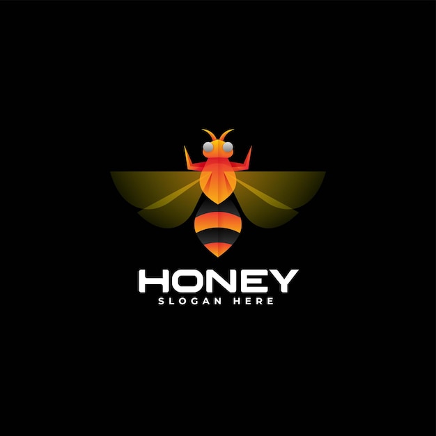 Vector logo illustration honeybee gradient colorful style