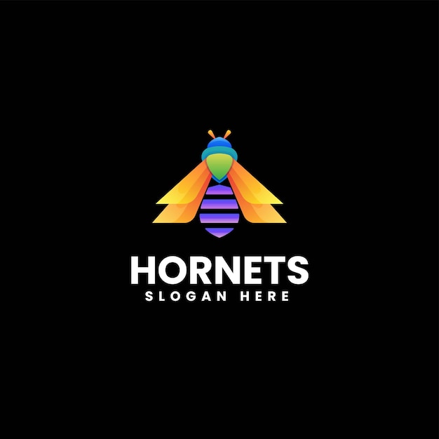 Vector logo illustration hornet gradient colorful style