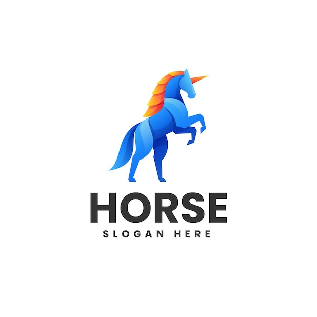 Illustrazione di logo di vettore stile variopinto di gradiente del cavallo