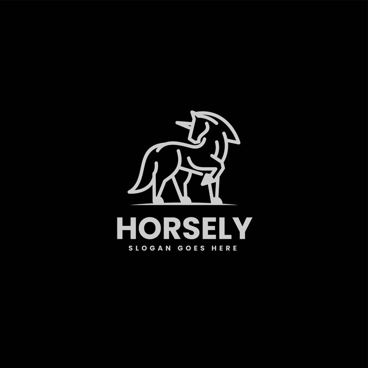 Vector Logo Illustration Horse Line Art Style