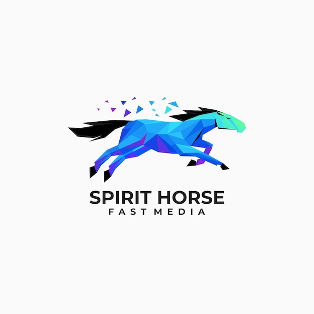 Vector vector logo illustration horse low poly gradient style