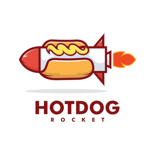 Vector Logo Illustration Hotdog Rocket Simple Mascot Style