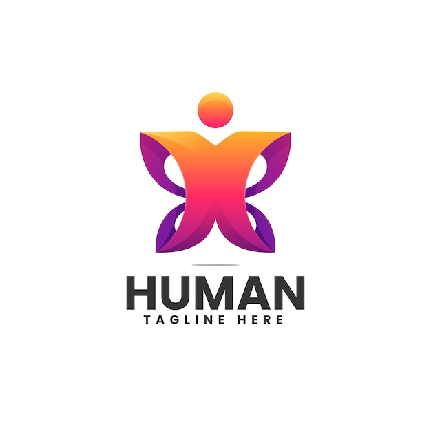 Vector Logo Illustration Human Gradient Colorful Style