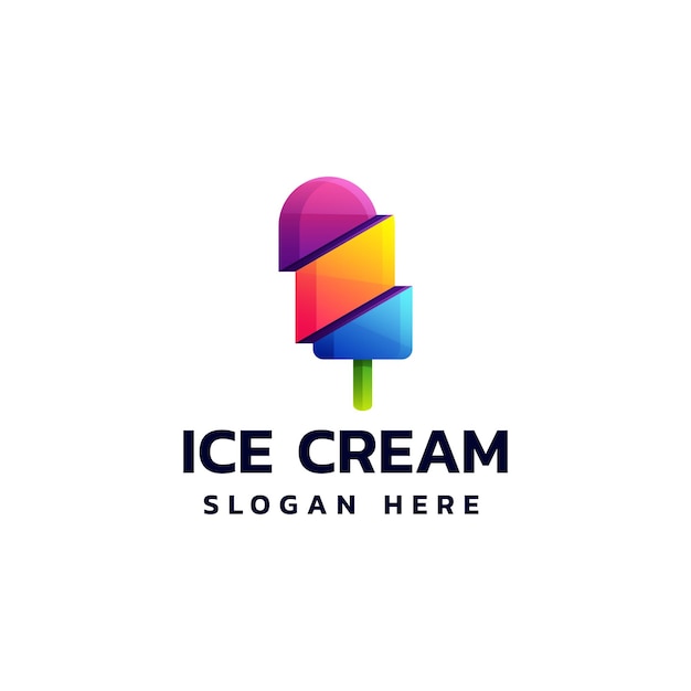 Vector Logo Illustration Ice Cream Gradient Colorful Style