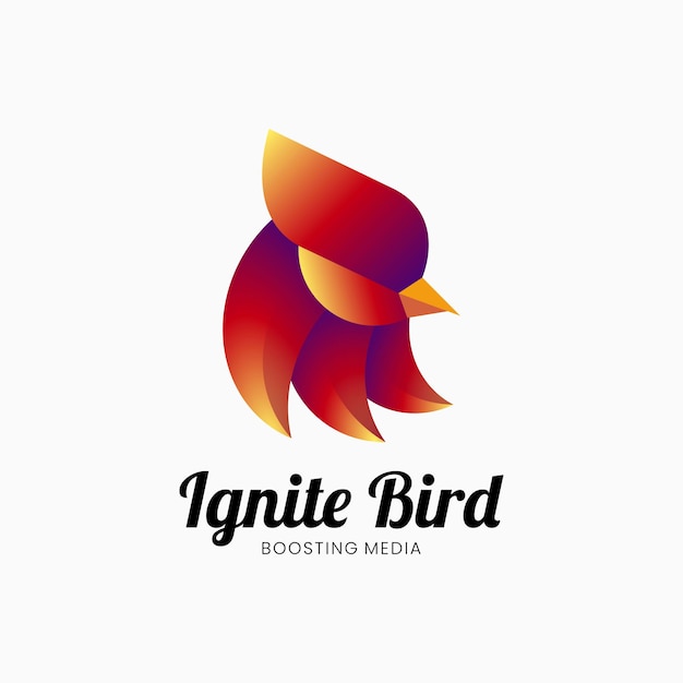 Vector Logo Illustration Ignite Bird Gradient Colorful Style