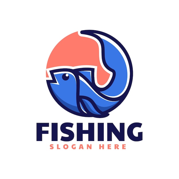 日本の魚のシンプルなマスコット スタイルのベクトルのロゴ イラスト