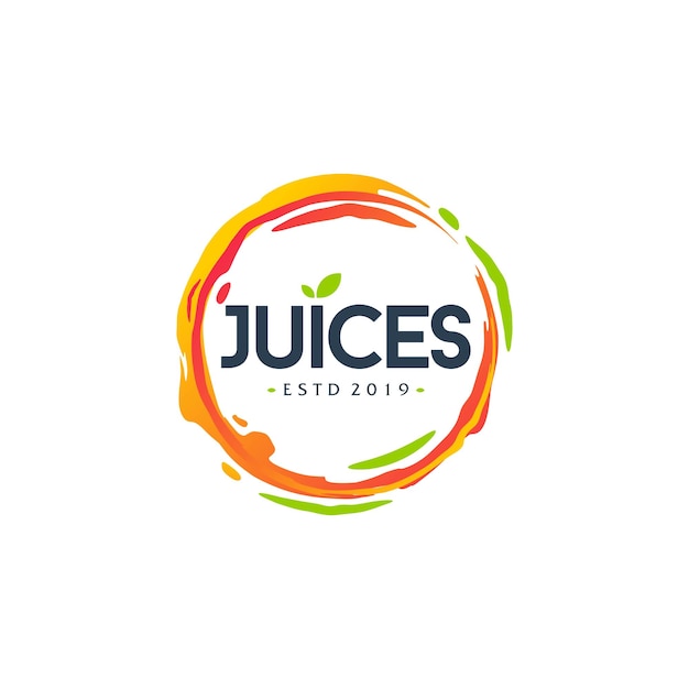 Vector logo illustration juice fruit plate colorful style