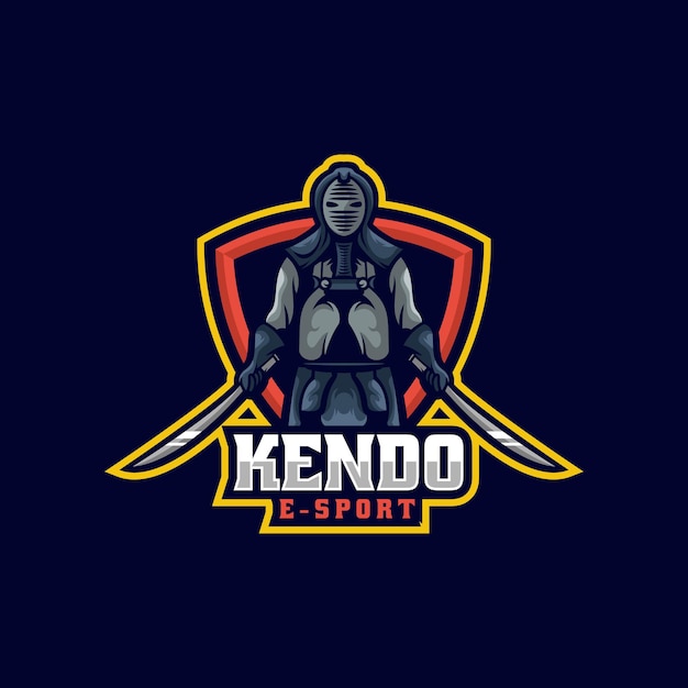 Vector logo illustration kendo e sport and sport style