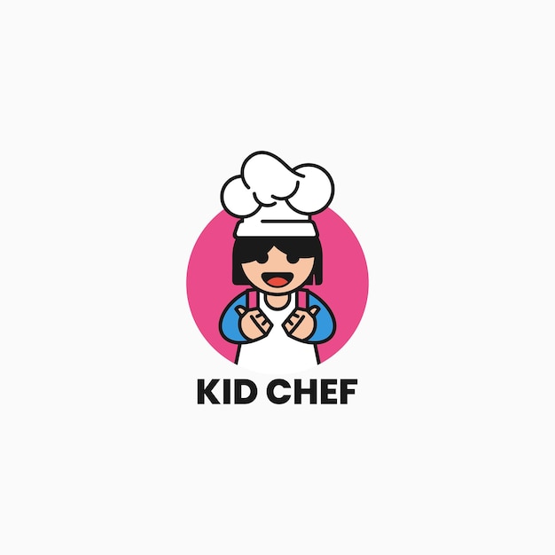 Vector Logo Illustration Kid Chef Mascot Cartoon Style