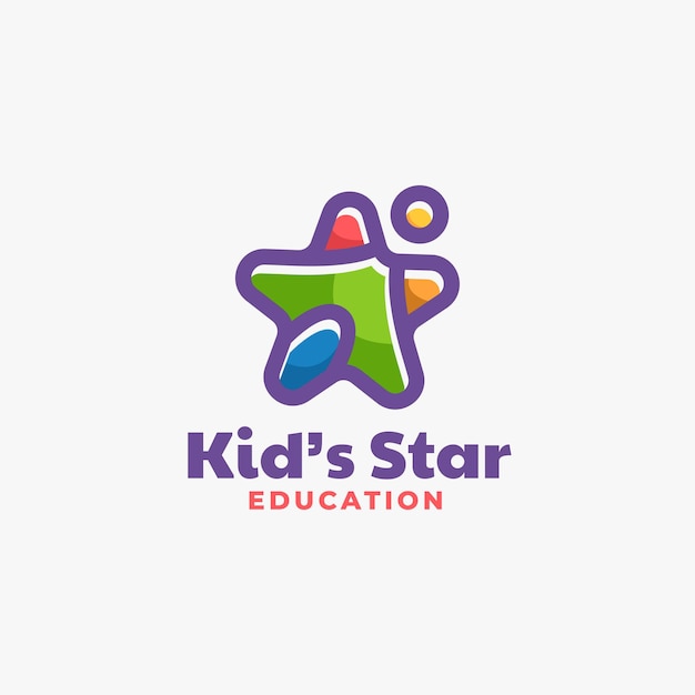 Vector Logo Illustration Kid Star Simple Mascot Style