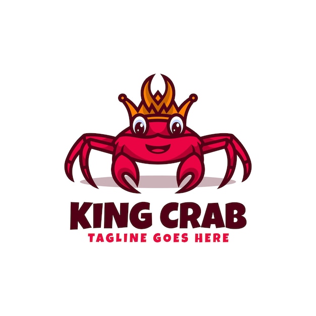 Vector Logo Illustration King Crab Mascot Cartoon Style