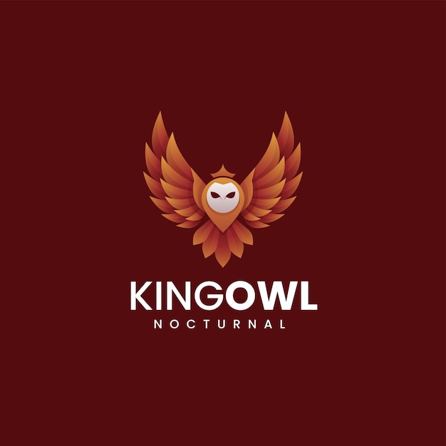 Vector Logo Illustration King Owl Gradient Colorful Style