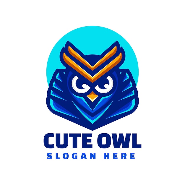 Vettore illustrazione del logo vettoriale king owl simple mascot style