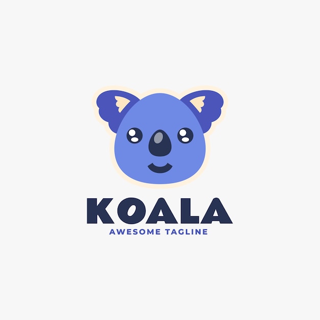 Vector Logo Illustration Koala Flat Color Style